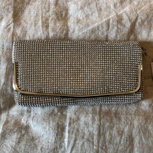 Silver Metallic Stone Evening Clutch